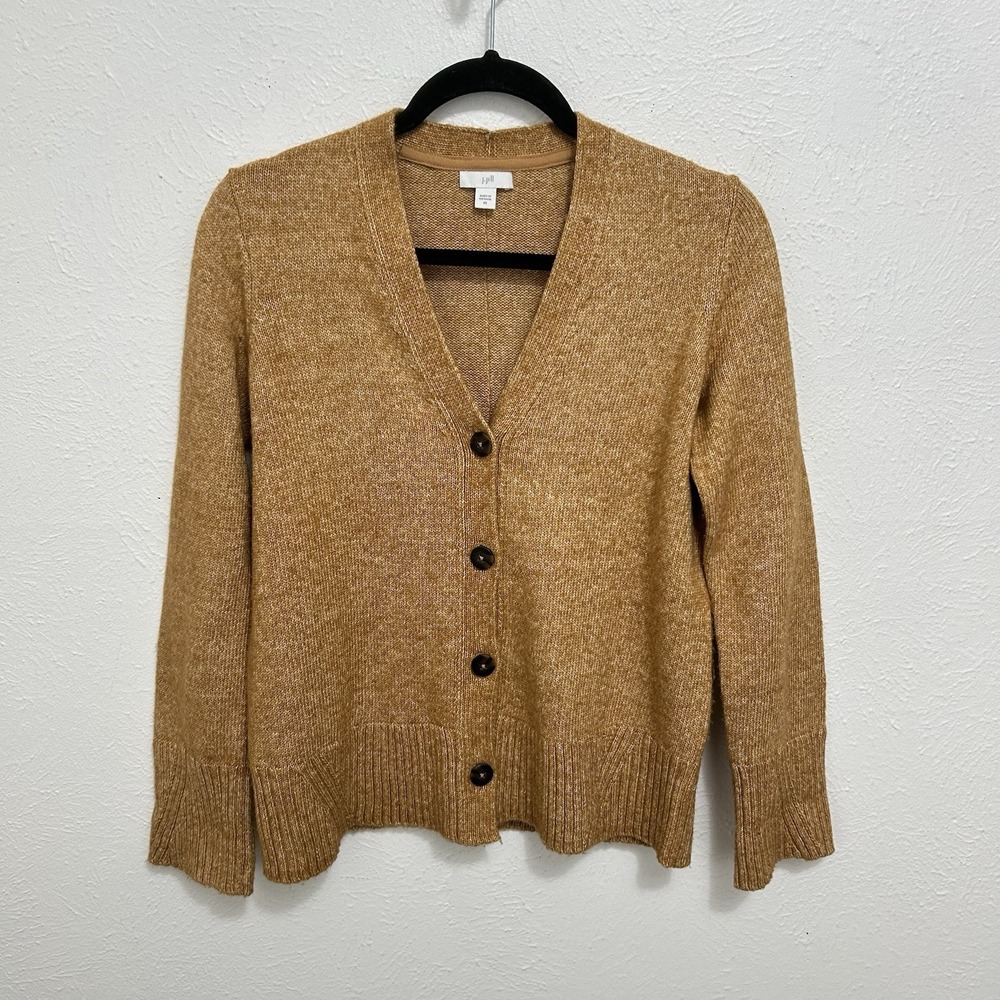 J. Jill Button Front Cardigan Sweater Camel Brown Modest Timeless Earthy Size XS